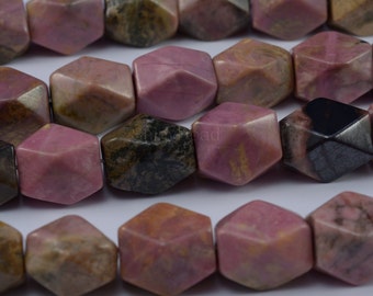 rhodonite faceted nuggets 18x13mm 15 inch