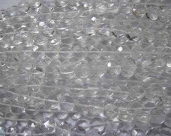 stone bead,Rock Crystal, faceted coin 12mm,15 inch