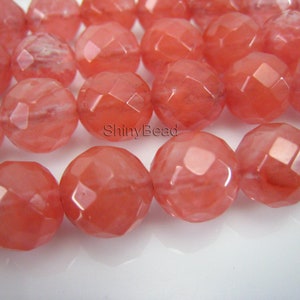 cherry quartz faceted round 12mm 15 inch strand
