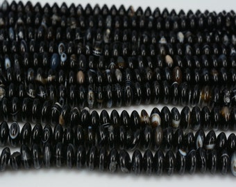 rondelle di Agata bianca e balck fasciato perline 3x10mm 15 pollici
