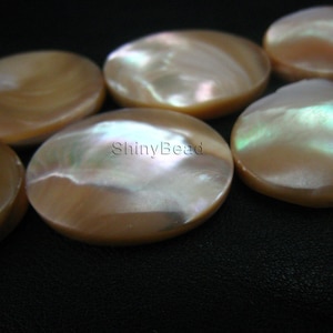 MOP puffy oval 25x18mm 15 inch strand