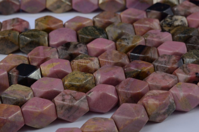 rhodonite faceted nuggets 18x13mm 15 inch image 2