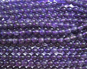 stone bead,amethyst,smooth round 6mm,15.5 inch strand