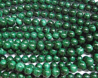 genuine green malachite round bead 6mm 15 inch strand