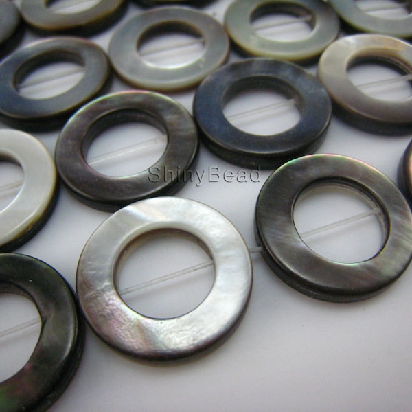 cáscara de labios negro donut cuenta 15mm 15 pulgadas hebra