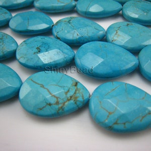 Chinese turquoise faceted briolette teardrop 25x18mm 15 inch strand