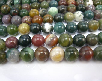 Indian agate/fancy jasper round bead 10mm 15 inch strand