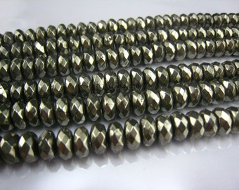 pyrite faceted rondelle 8x5mm 15 inch strand