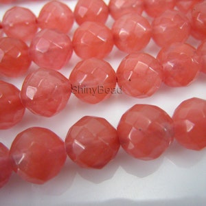 cherry quartz faceted round 8mm 15 inch strand