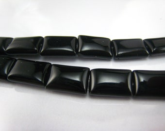 high quality Black Onyx  puffy rectangle bead 12x8mm 15 inch strand