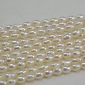 fresh water pearl, rice beads,5-4mm beads,13.5 inch white pearl,ivy pearl,small pearl,luster pearl image 1