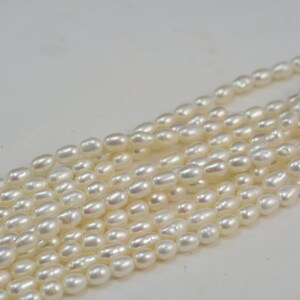 fresh water pearl, rice beads,5-4mm beads,13.5 inch white pearl,ivy pearl,small pearl,luster pearl image 3