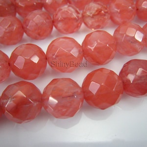 cherry quartz faceted round 10mm 15 inch strand