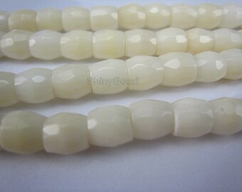 white coral faceted drum beads 6x6mm 15 inch strand