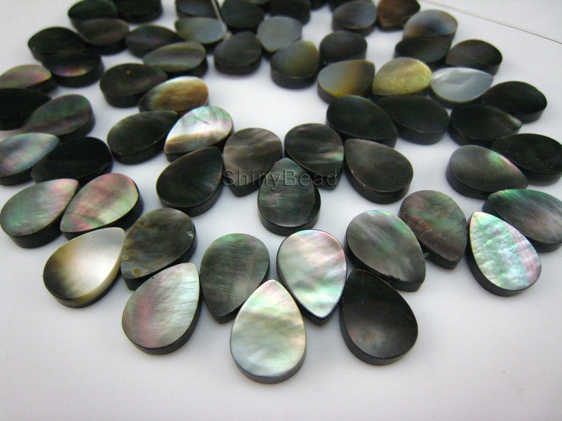 black lip shell flat teardrop beads 14x10mm 28 beads image 2