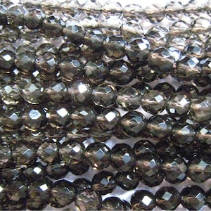 Naturstein Perle, Rauchquarz, facettiert rund 6mm, 15 Zoll