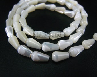 MOP teardrop beads 9x6mm 15 inch strand