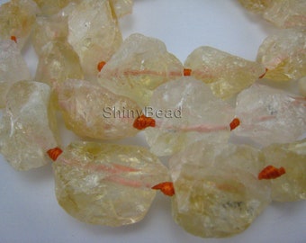 light color nature citrine rough nugget 24x28mm 15 inch strand