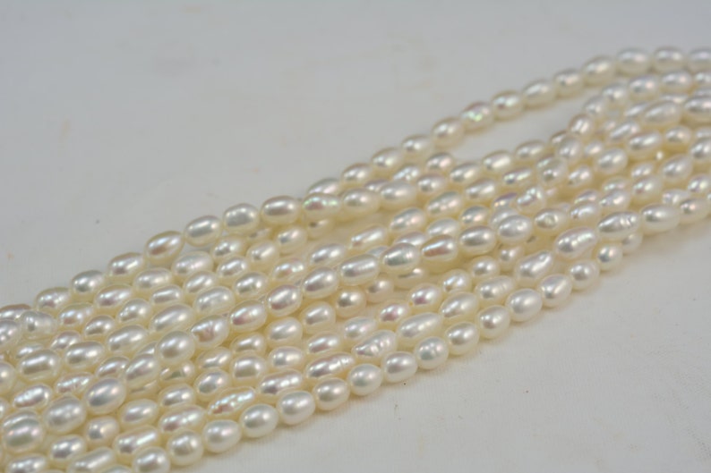 fresh water pearl, rice beads,5-4mm beads,13.5 inch white pearl,ivy pearl,small pearl,luster pearl image 5