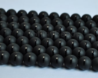 black onyx 6mm beads 15 inch stand