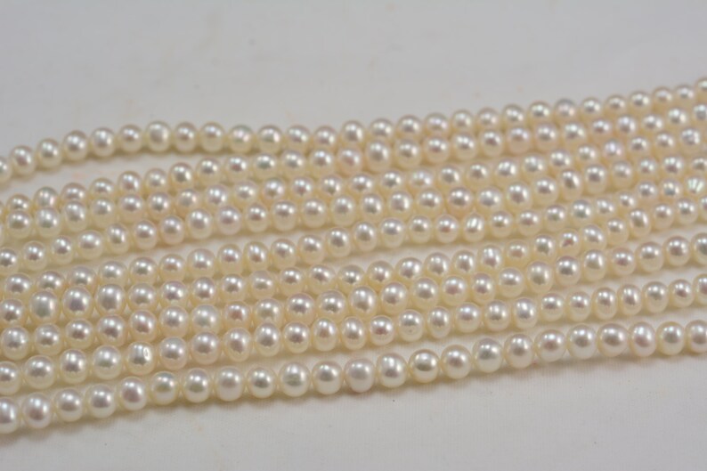 fresh water pearl,near round beads,6-5mm beads,15 inchwhite pearl,ivy pearl,small pearl,luster pearl image 1