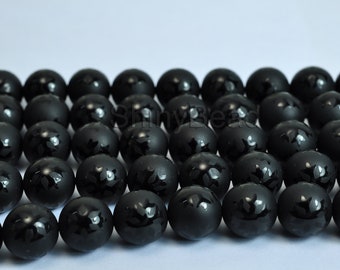 high quality Black Onyx round 8mm 15.5 inch strand