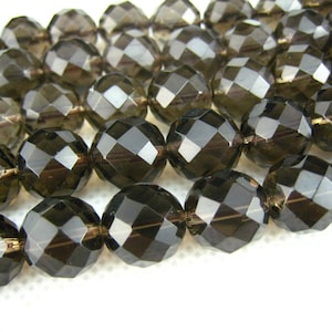 stone bead,Smoky Quartz,faceted round 12mm,15 inch