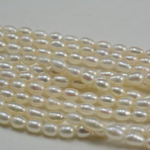 fresh water pearl, rice beads,5-4mm beads,13.5 inch white pearl,ivy pearl,small pearl,luster pearl image 2