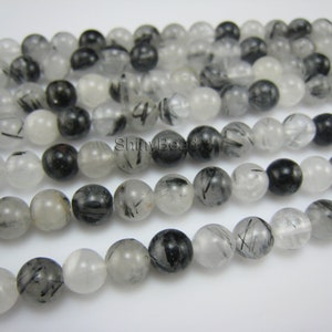 rutilated quartz round beads 8mm,15inch