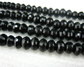 black onyx faceted rondell 8x5mm 15 inch strand