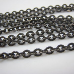 oxidized  brass  flat oval link chain 3mm chain,12 feet