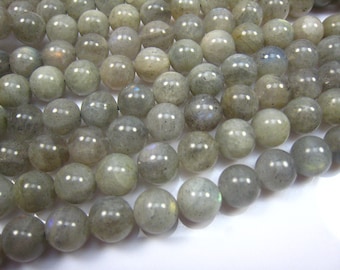 grey labradorite smooth round beads, 10mm beads, grey gemstone beads, jewelry making beads, loose beads for craft project, 15 inch