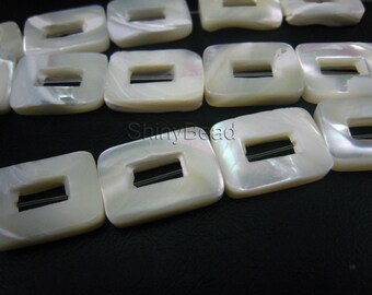 MOP rectangle frame beads 18x13mm 15 inch strand