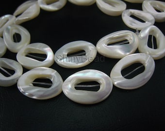 MOP oval frame beads 18x13mm 15 inch strand