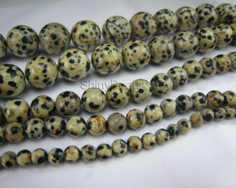 dalmatian obsidian round bead 6mm 15 inch strand