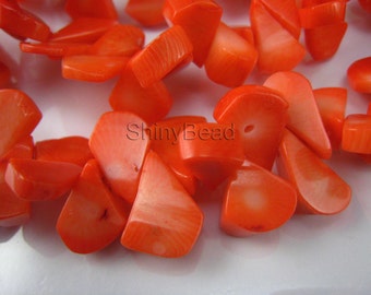 orange coral flat  teardrop 16x12mm 15inch strand