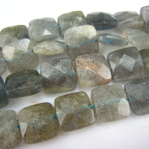 labradorite gemstone,faceted square 10x10mm 15 inch strand