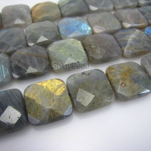 labradorite gemstone,faceted square 16x16mm 15 inch strand