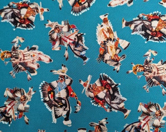 Danseuses turquoises de pow-wow par Elizabeths Studio, volume par mètre. Vendu chez Fabric With A Twist par Alina Fay Designs, un magasin de tissus. Coton