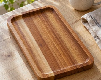 Acacia Wood Rectangular Serving Tray, Three Sizes