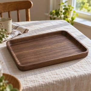 Solid Walnut Serving Tray, Rectangular Coffee and Tea Tray, Two Sizes image 4