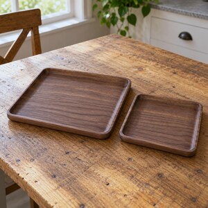 Solid Walnut Serving Tray, Rectangular Coffee and Tea Tray, Two Sizes image 2