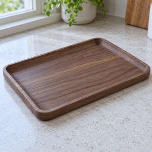 Solid Walnut Serving Tray, Rectangular Coffee and Tea Tray, Two Sizes image 5