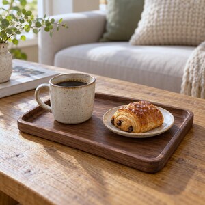Solid Walnut Serving Tray, Rectangular Coffee and Tea Tray, Two Sizes image 3