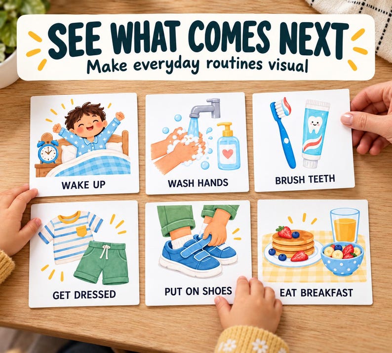 150 Daily Routine Cards for Kids, Printable Visual Schedule, Morning ...