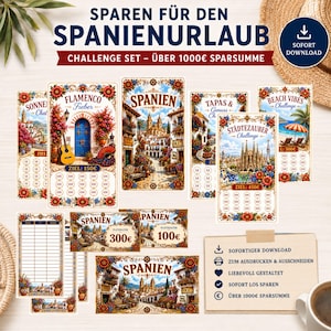 Sparchallenge Spanien Urlaub PDF | Budget Binder Printable | Savings Challenge | A6 Cash Envelope Download