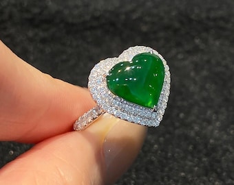 Tsavorite garnet Lab garnet, 925 Sterling Silver, Classic double Halo Engagement Ring