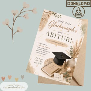Carte de félicitations pour la réussite d'un diplôme | Carte pour l'obtention du baccalauréat | Certificat de fin d'études | Cadeau de fin d'études | Carte aquarelle à imprimer