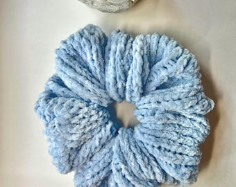 Hand Knitted Velvet Scrunchie, Large Voluminous Hair Tie, Seasonal Colors