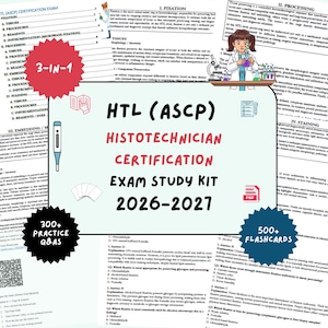 Kit di studio HTL 2026 / Esame HTL ASCP / Esame HTL / Guida di studio per istotecnologo / Esame per istotecnologo / Materiale di studio per l'esame di istologia / HTL